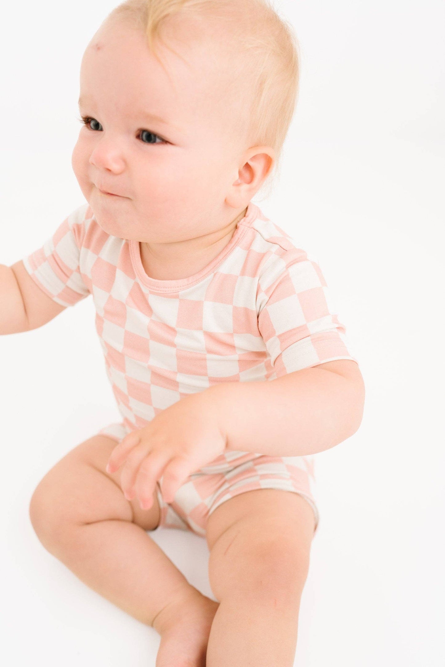 Blush Checkered Bamboo Shorts Set