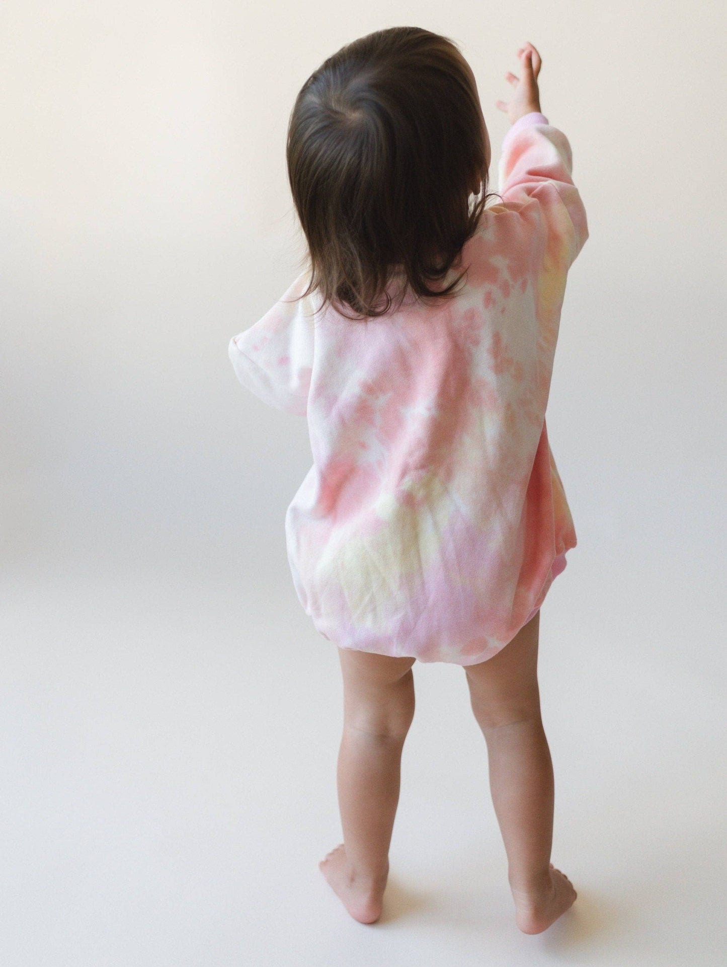 Pink & Yellow Tie Dye Oversized Sweatshirt Romper