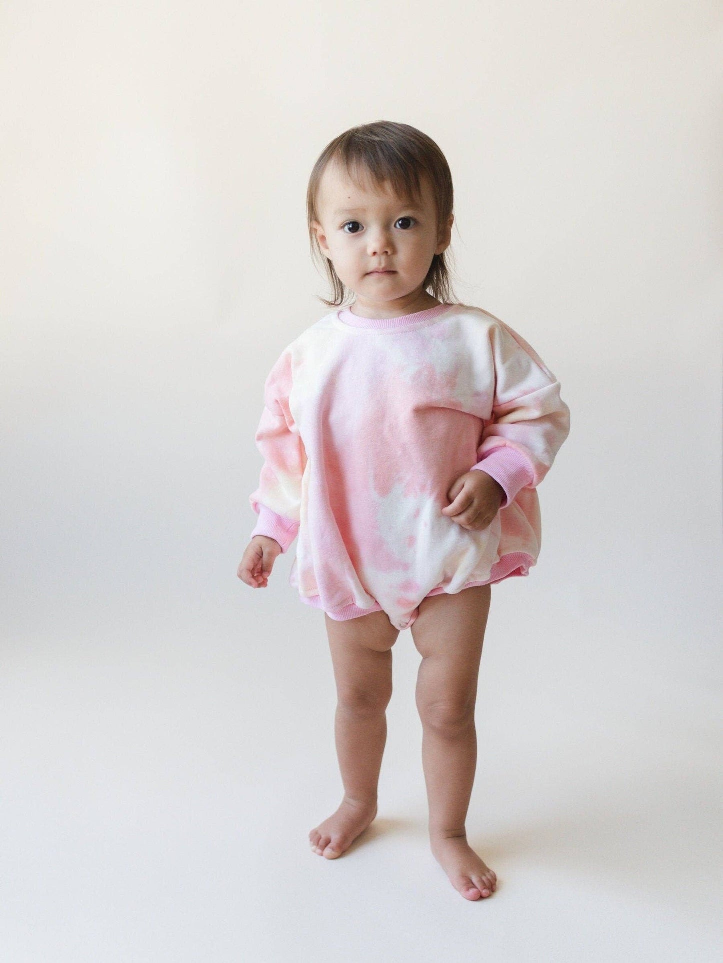 Pink & Yellow Tie Dye Oversized Sweatshirt Romper