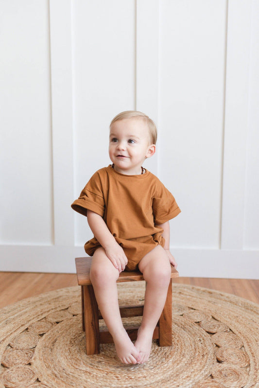 Solid Color Oversized T-Shirt Romper