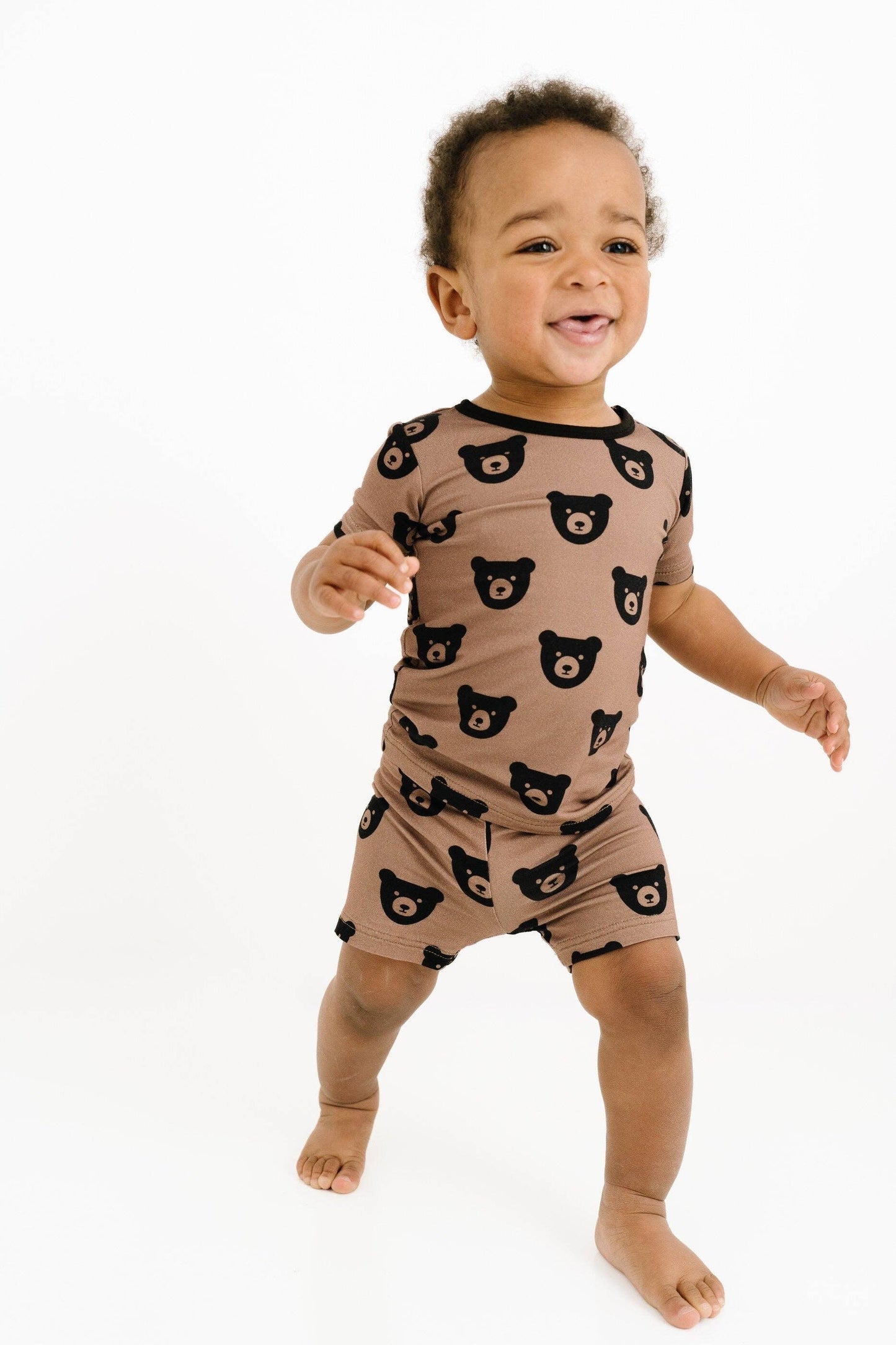 Brown Bear Bamboo Shorts Set