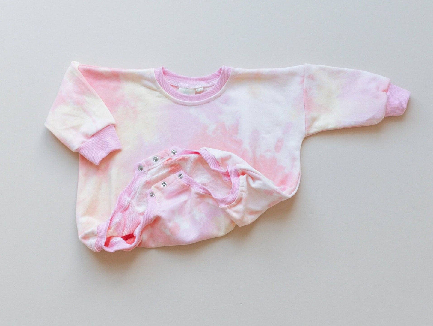 Pink & Yellow Tie Dye Oversized Sweatshirt Romper