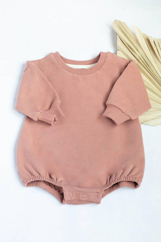 Rose bubble romper organic cotton