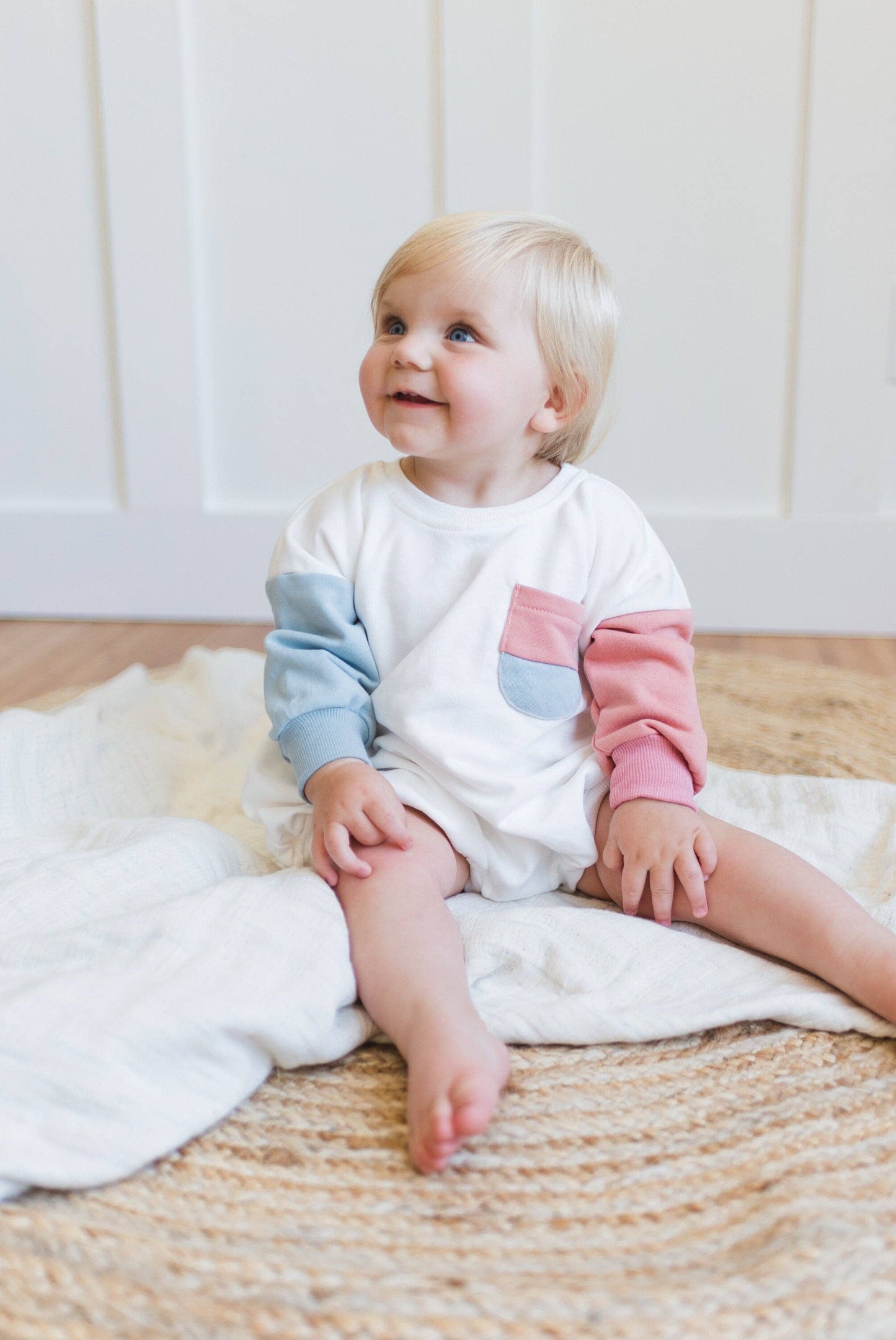 Colorblock Baby Oversized Sweatshirt Romper - Bubble Romper