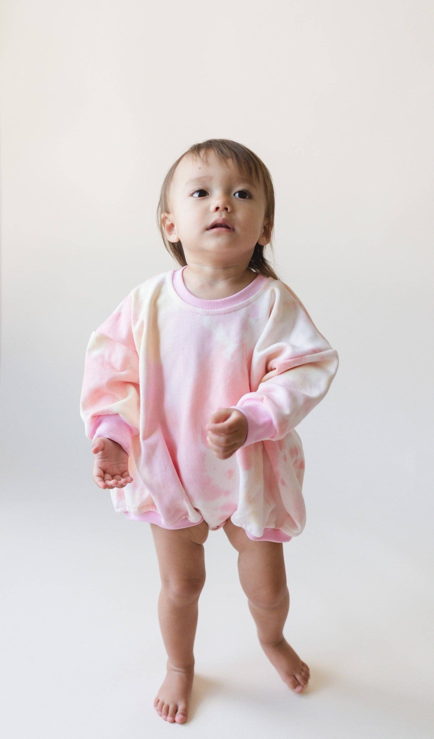 Pink & Yellow Tie Dye Oversized Sweatshirt Romper