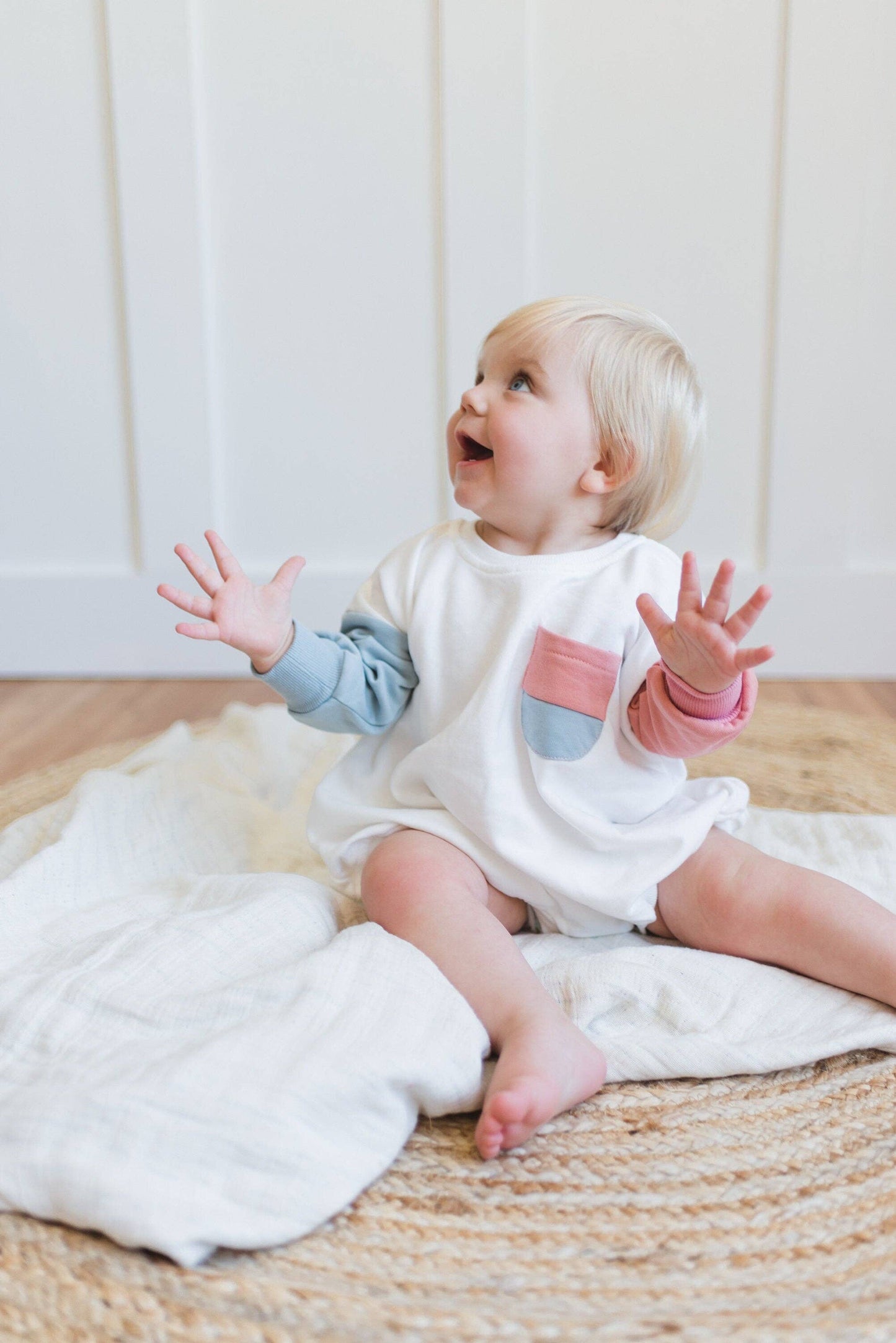 Colorblock Baby Oversized Sweatshirt Romper - Bubble Romper