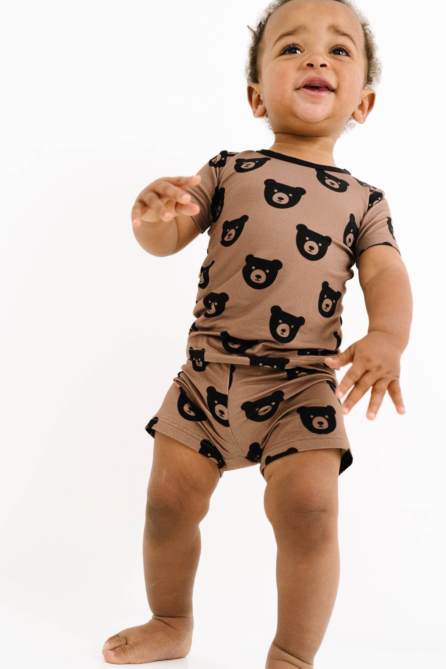 Brown Bear Bamboo Shorts Set